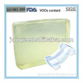 adhesive glue for positioning application of sanitary napkins